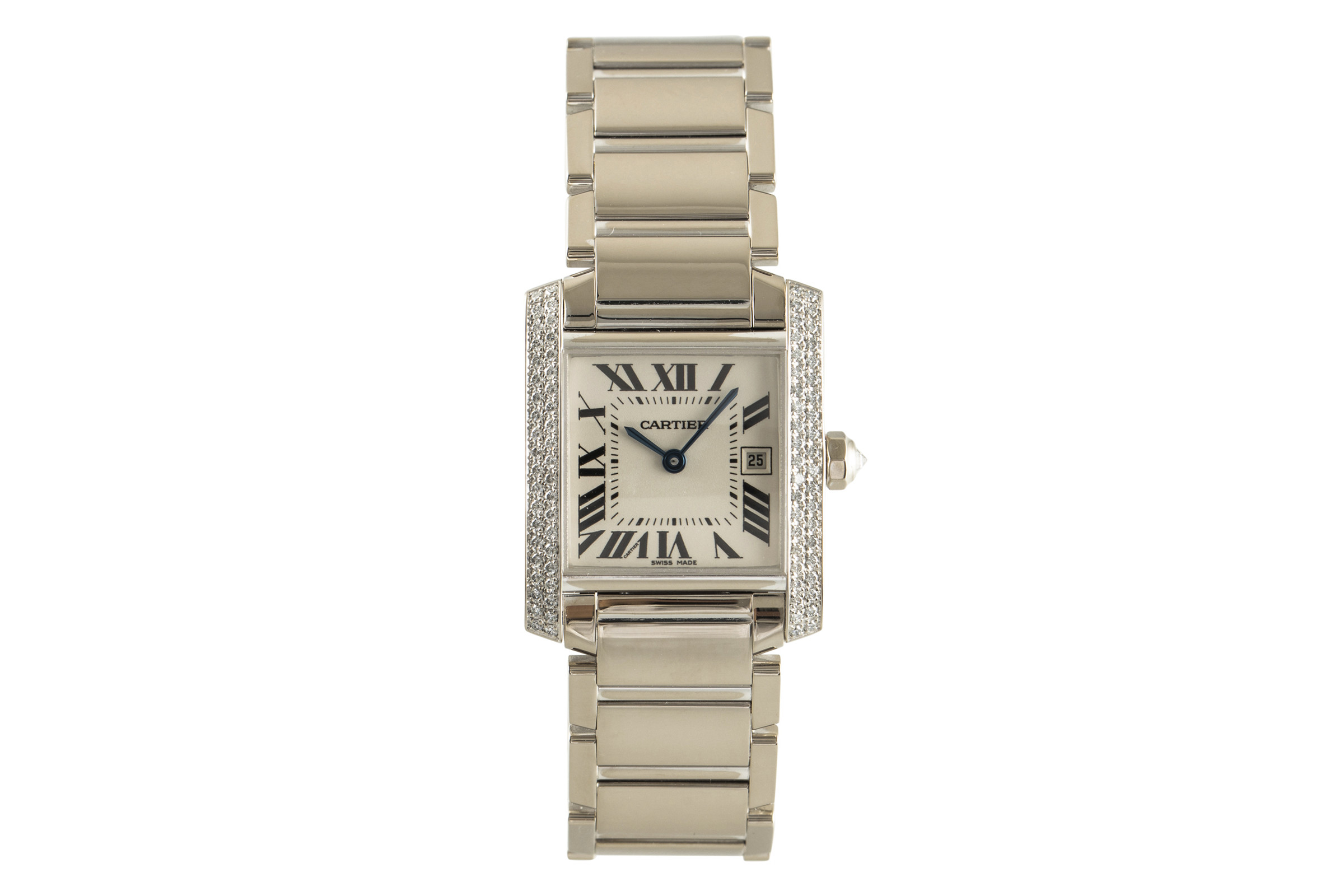 Cartier Tank Francaise 18 ct white gold quartz Kal. 175A Ref. 2491