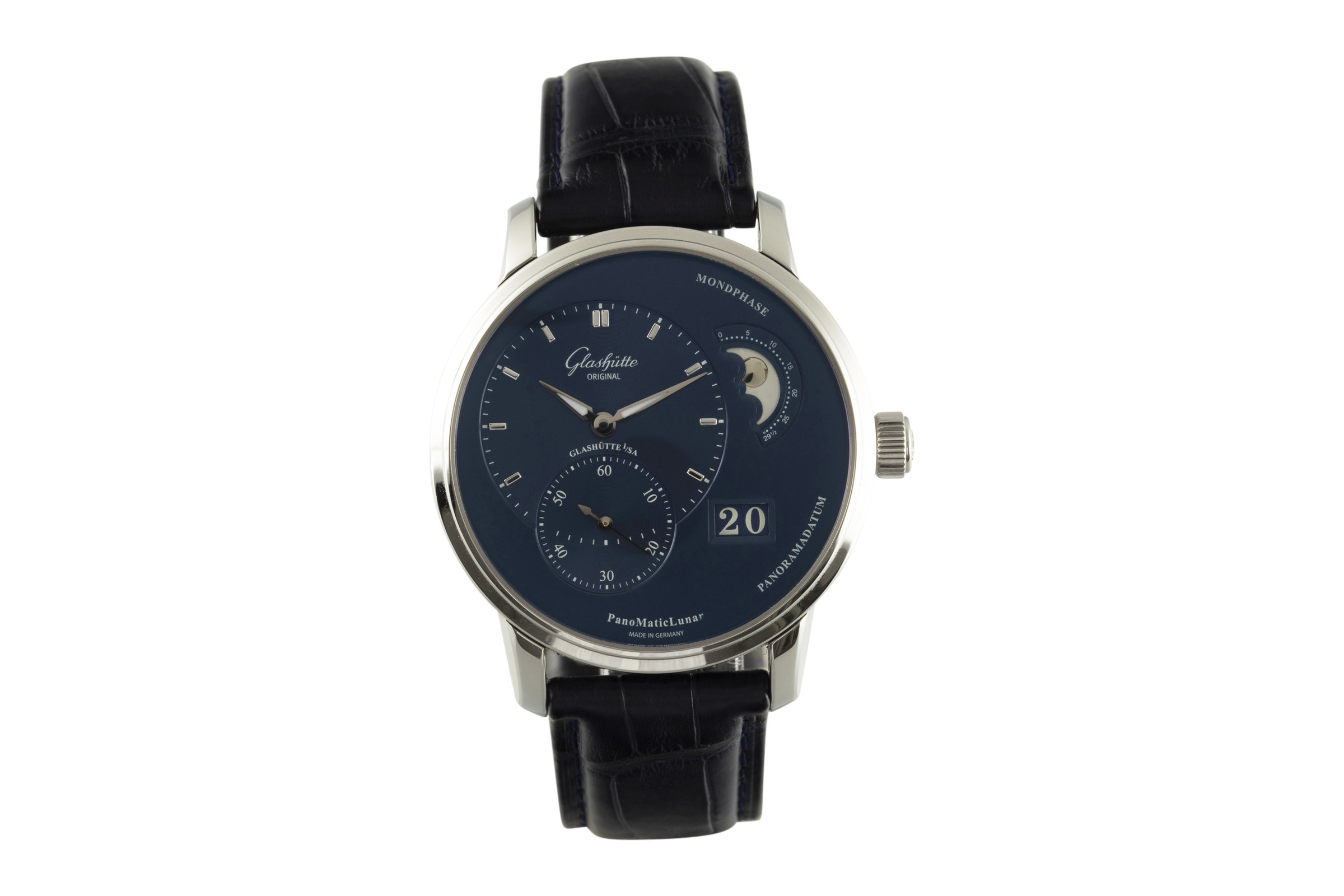 Glashutte Original PanoMaticLunar steel automatic Kal. GO90 Ref. 1-90-02-46-32-35