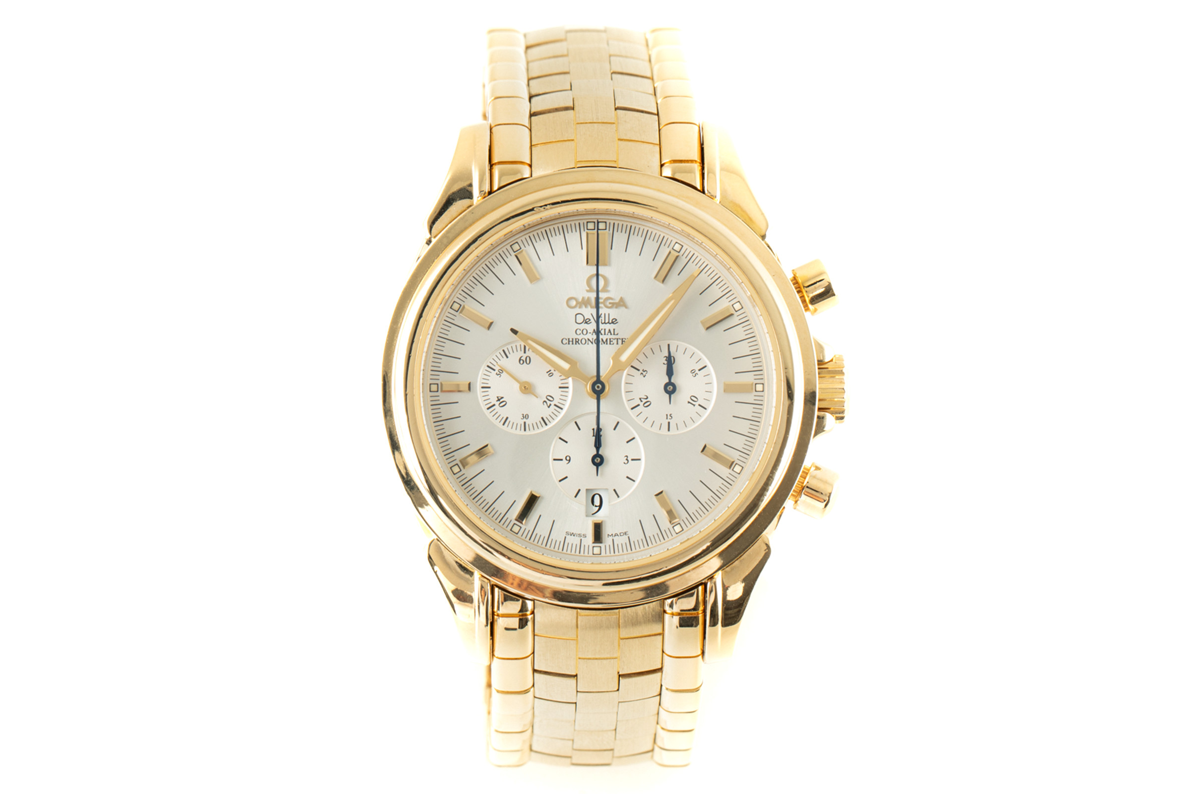 Omega De Ville chronograph 18 ct gold automatic Kal. 3313 Ref. 4141.30.00