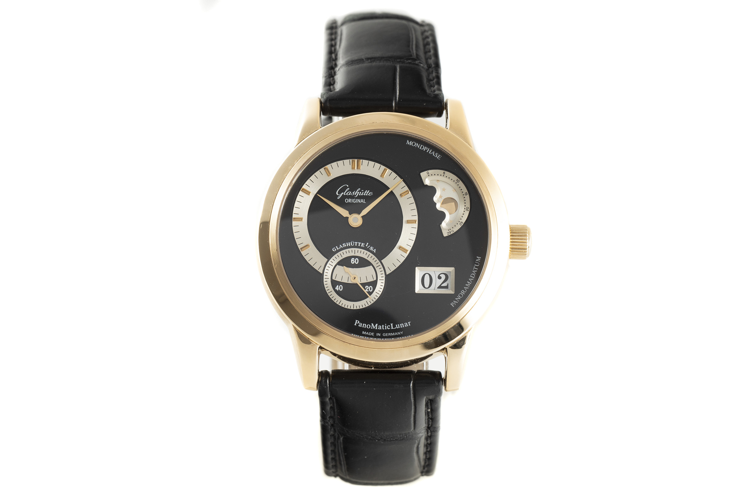 Glashutte Original PanoMaticLunar 18 ct gold automatic Kal. GUB 90