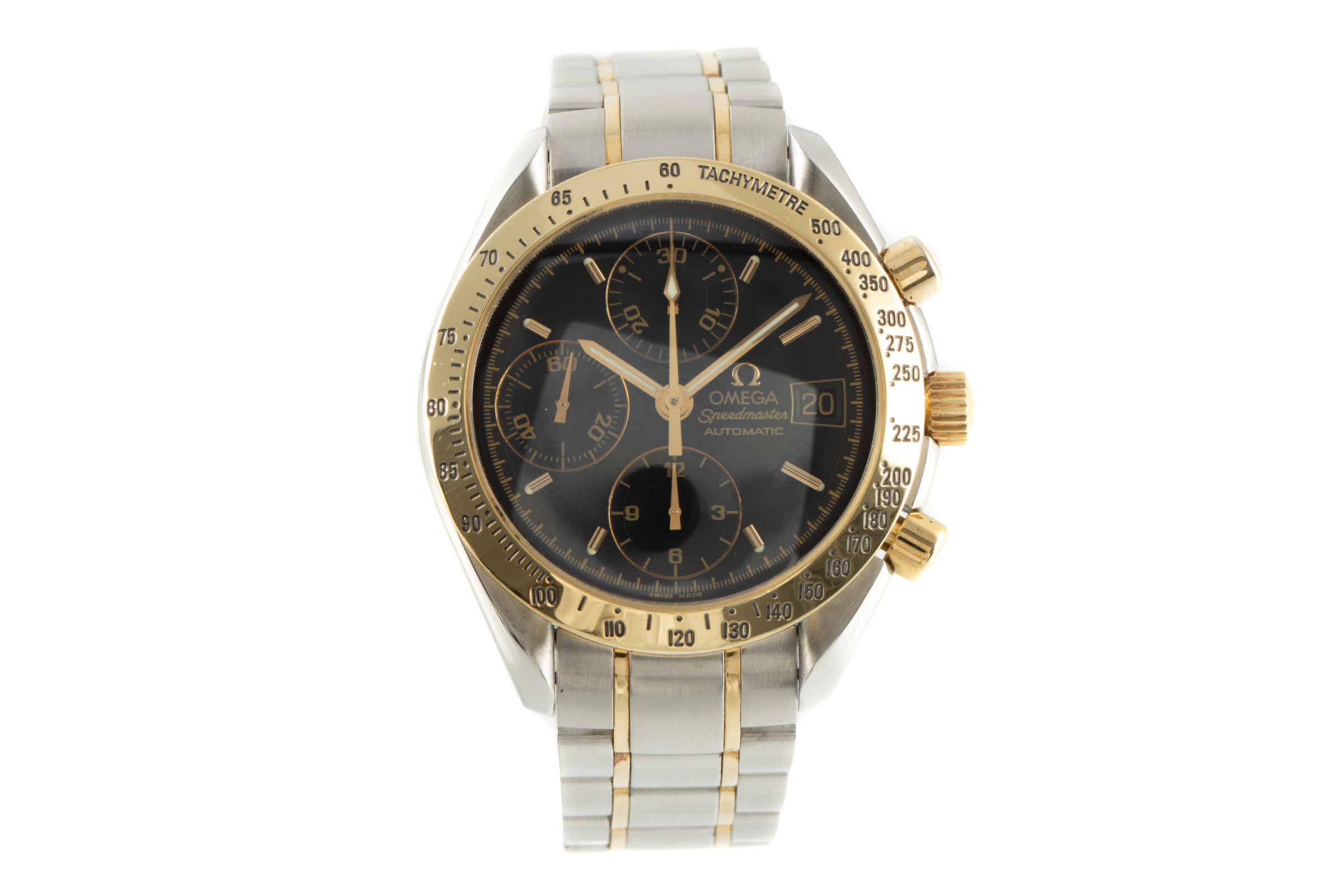 Omega Speedmaster Date chronograph steel / gold automatic Kal. 1152 Ref. 175.0083, 375.0083