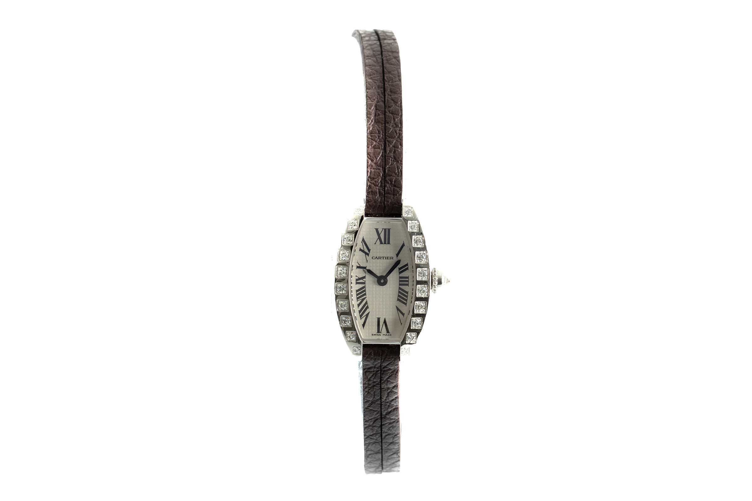 Cartier Tonneau 18 ct white gold quartz Kal. 028 Ref. 2545