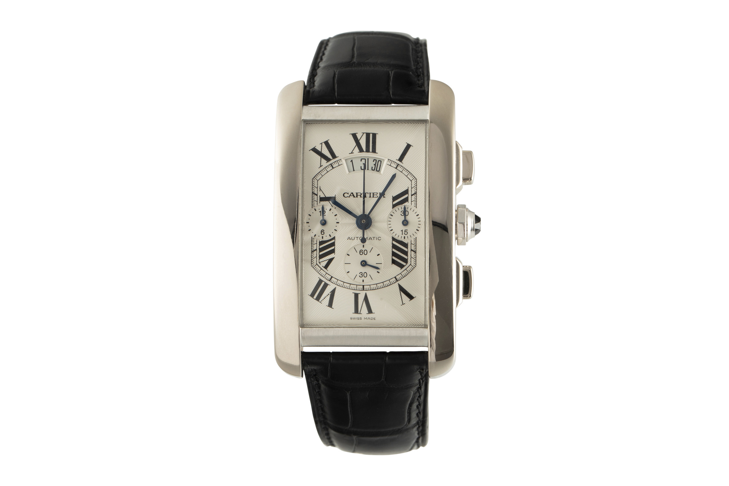 Cartier Tank Americaine chronograph 18 ct white gold automatic Kal. 205 Ref. W2609456, 2894