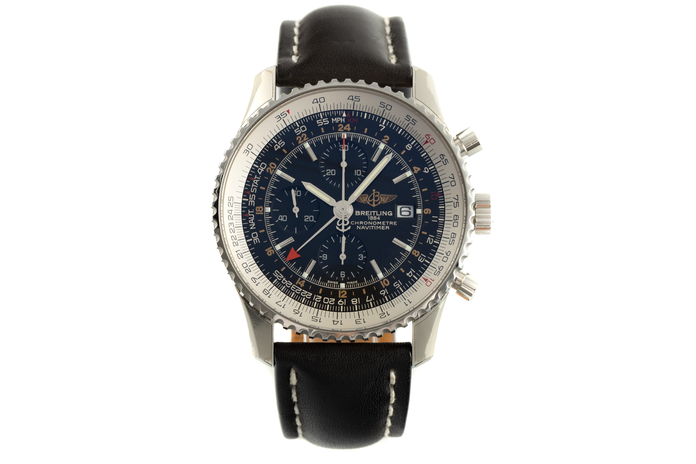 Breitling Navitimer World chronograph steel automatic Kal. B24 Ref. A24322