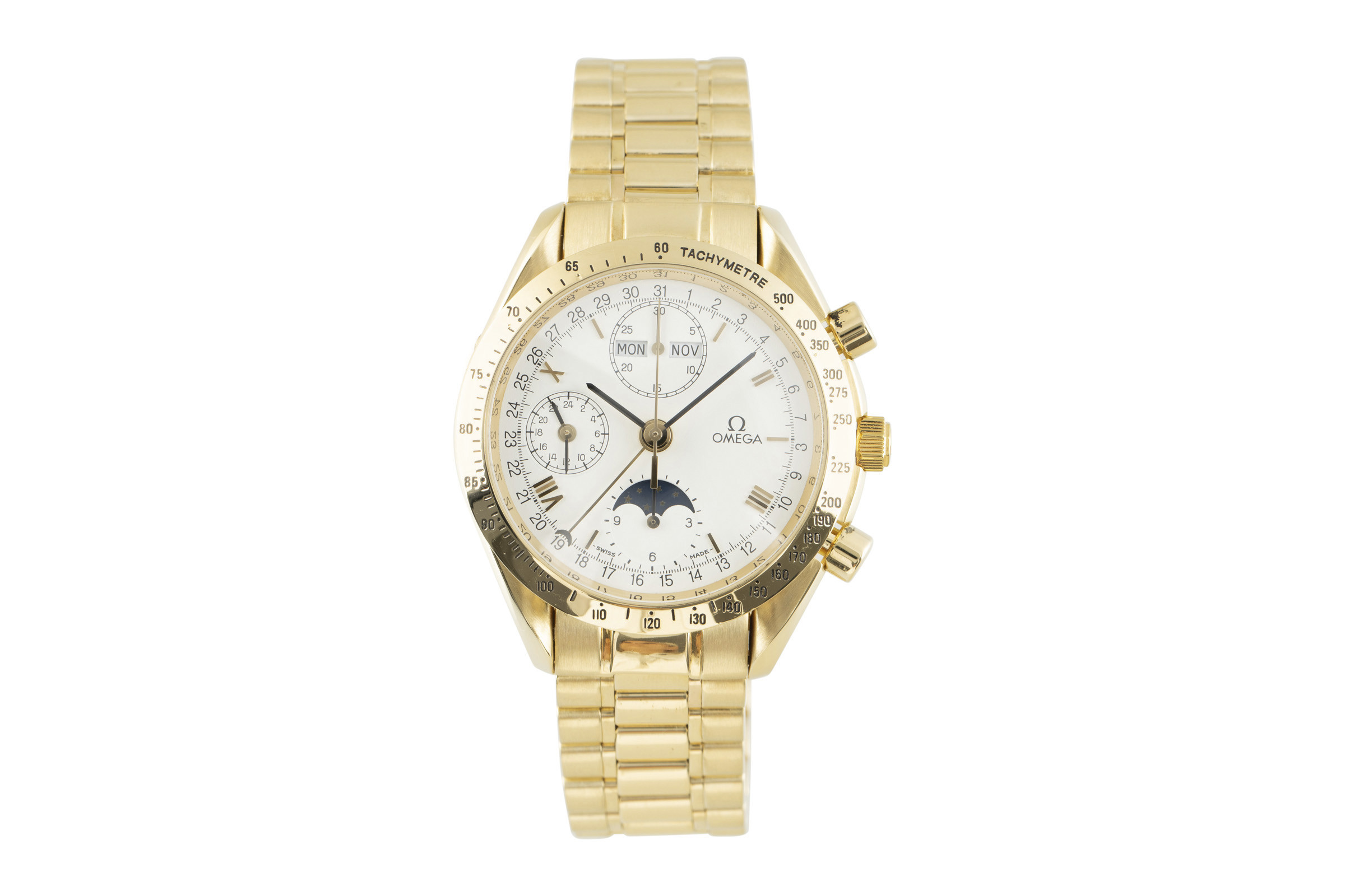 Omega Speedmaster chronograph 18 ct gold automatic Kal. 1151 Ref. 175.0044, 375.0044