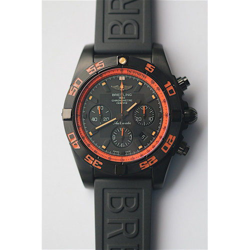 Breitling Chronomat Raven PVD Orange Inner Bezel Black Dial Rubber A7750