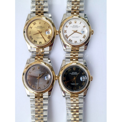 Rolex DateJust 36mm 126201 YG/SS Domed Bezel Roman Markers *4 Dials* Jubilee Bracelet A2836 & A2813