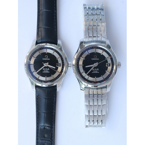 De Ville Hour Vision 41mm Black/Silver Dial Black Croco Leather Strap & Bracelet A8500 Super Clone VSF