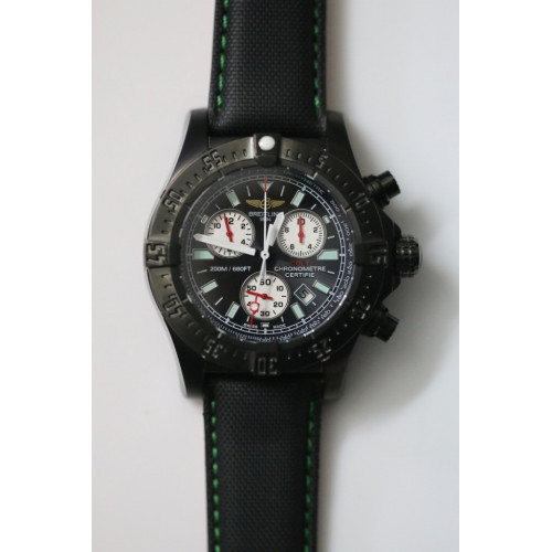 Breitling Avenger Skyland PVD Black/White With Black/Green Nylon Strap Swiss ETA Quartz