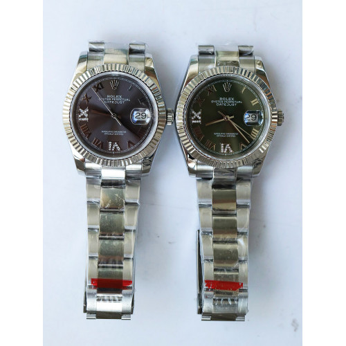 Rolex DateJust 36mm 126200 Fluted Bezel Diamond Roman Markers Grey & Green Dial Bracelet A2836 & A2813 BP