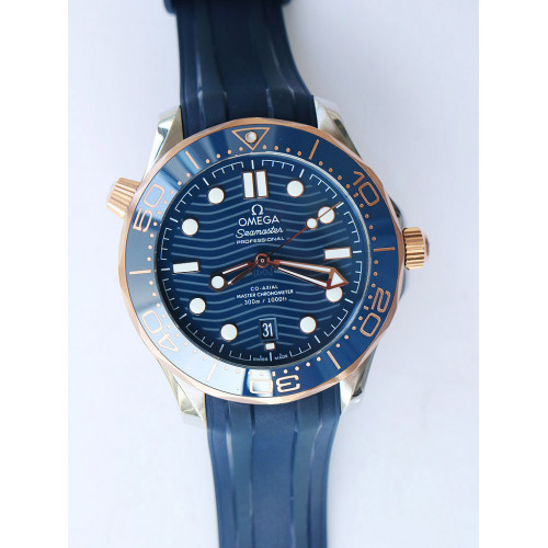 Seamaster Diver 300M 2018 SS/RG Ceramic Bezel Blue Dial Rubber Strap VSF A8800