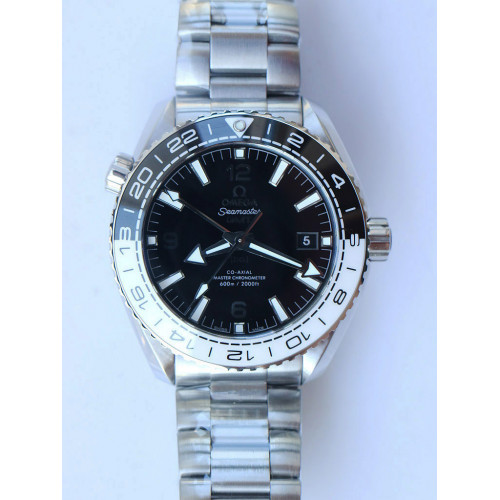 Planet Ocean 600M 'Tai Chi' GMT 43.5mm Black/White Ceramic Bezel Black Dial Bracelet A8906 Super Clone VSF