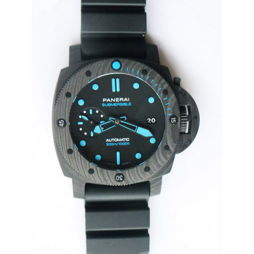 Pam 960 Carbotech 42mm Black Dial Blue Markers Rubber Strap P.9010 Clone VSF