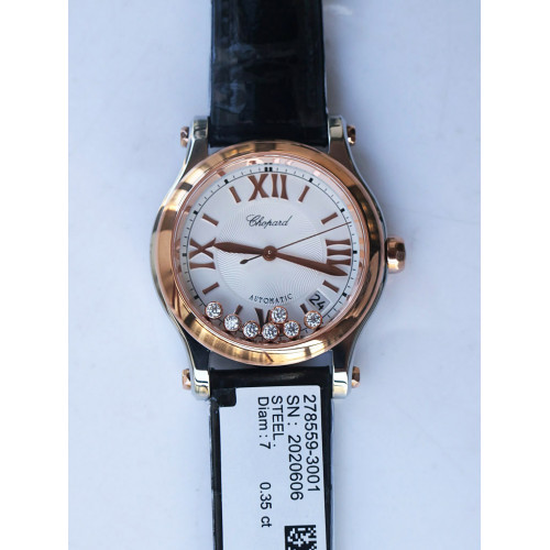 Happy Sport Automatic Two Tone 36mm White Dial Leather Strap A2892 ZF