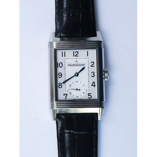 Reverso Two Face SS White Dial Circle Sub Dial on Black Leather Strap  OXF