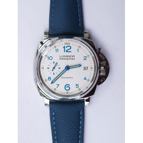 Pam 906 Luminor Due White Dial Blue Leather Strap VSF