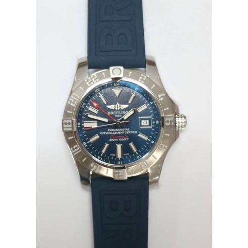 Avenger GMT SS 1:1 Best Edition Blue Dial On Blue rubber Strap A2836 GF