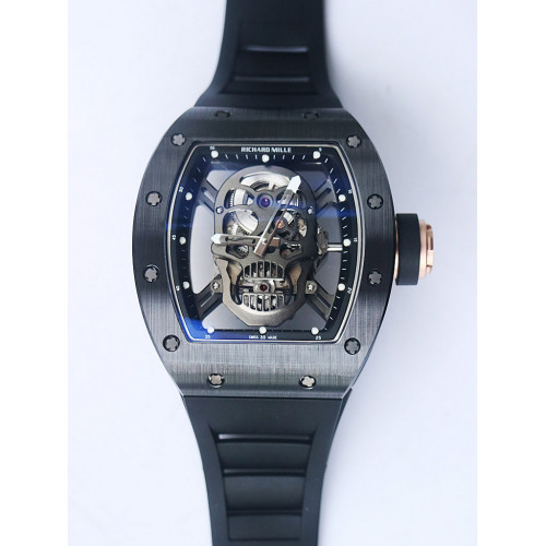 RM052 Skull Black Ceramic PVD Skeleton Dial Black Rubber Strap NH05A ZF