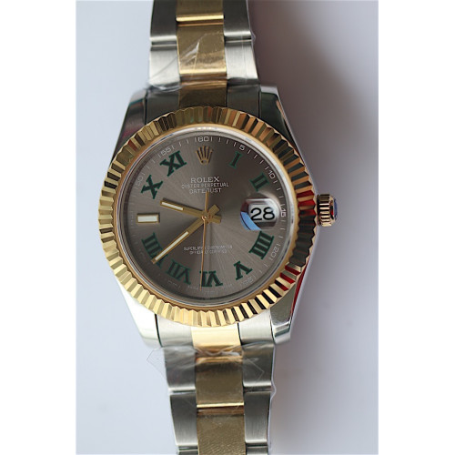 Rolex DateJust II Oyster Fluted Full 18K Gold Wrapped Roman Grey Dial Bracelet BP