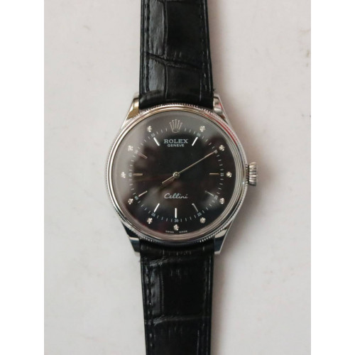 50509 Cellini Time SS/LE Black Dial Diamond Mark BP SA3132