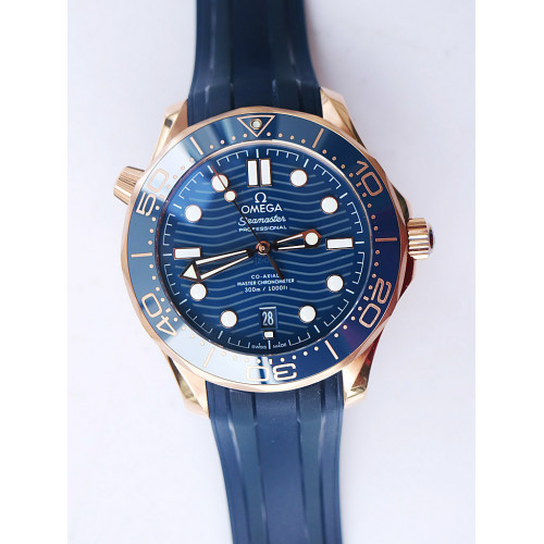 2018 Seamaster Diver 300M RG Blue Ceramic Blue Dial Blue Rubber Strap A8801 VSF