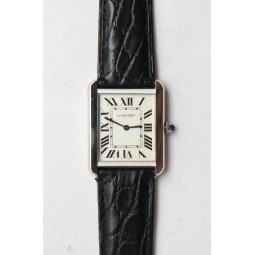 Tank Solo SS White Dial on Black Leather Strap Ronda Quartz