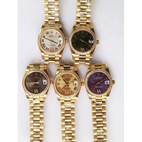 DateJust 31mm 278285 YG Diamond Bezel Diamond Roman Markers *5 Dials* Bracelet BP A2824 & A2813