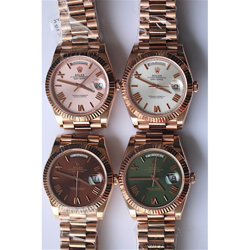 Rolex Day-Date Oyster Fluted RG Roman Markers Bracelet BP SW