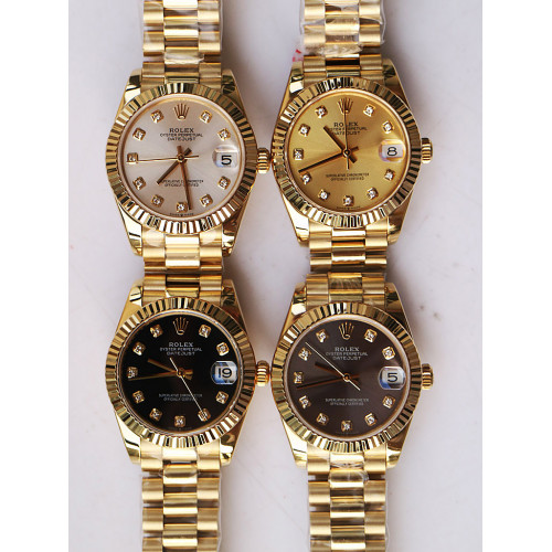 DateJust 31mm 278285 YG Fluted Bezel Diamond Markers *4 Dials* Bracelet BP A2824 & A2813