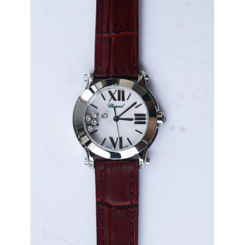 Happy Sport 30mm MOP Dial Red Leather Strap Swiss ETA 955.112 ZF