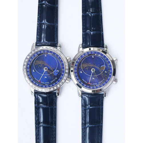 6104P Moon Diamond Bezel Blue Dial Blue Leather Strap A240 AIF