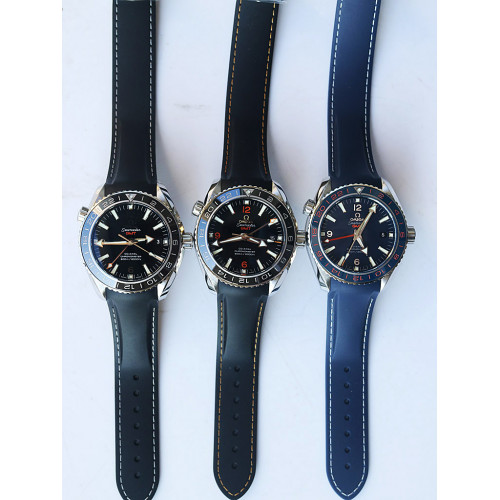 Planet Ocean 600M Co-Axial GMT 43.5mm Ceramic Bezel *3 Dials* Rubber Strap A8605 Super Clone VSF