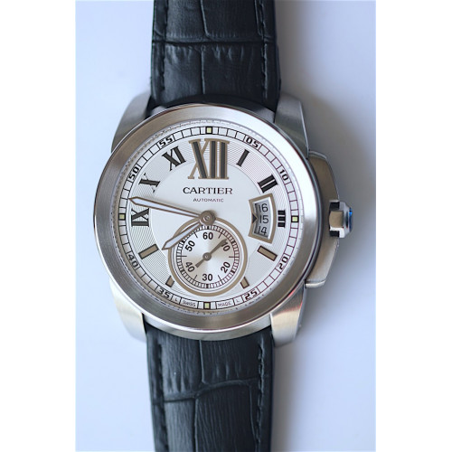 Calibre de Cartier White & Black Dial Leather JF A23J