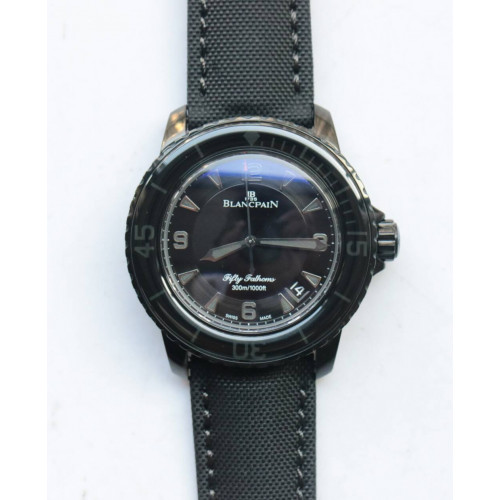 Fifty Fathoms PVD Dark Knight 1:1 Best Edition Black Dial on Sail-canvas Strap A1315 ZF