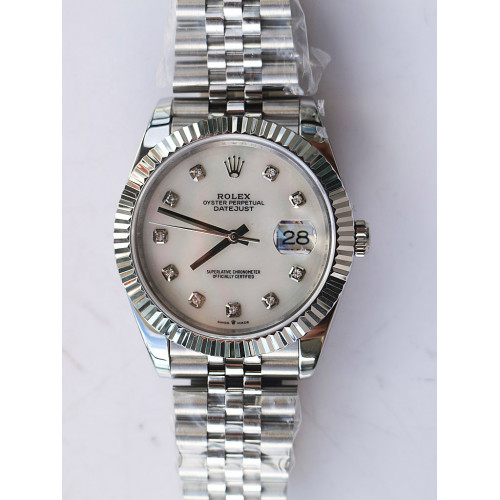 Rolex DateJust II 126234 36mm 904L Fluted Bezel Diamond Mark White MOP Dial Jubilee Bracelet BP A3235