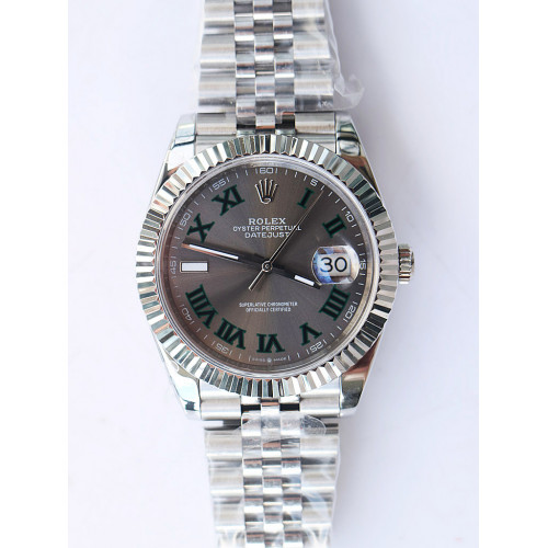 Rolex DateJust II 126234 41mm 904L Fluted Bezel Green Roman Marks Grey Dial Jubilee Bracelet BP A3235
