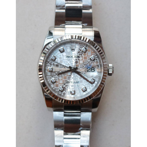 DateJust 116231 36mm Black & White Dial Diamond Markers Fluted Bezel Bracelet sa3135