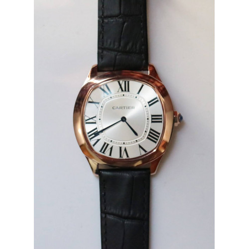 Drive De Cartier Extra-Flat RG/LE White Jap Qtz