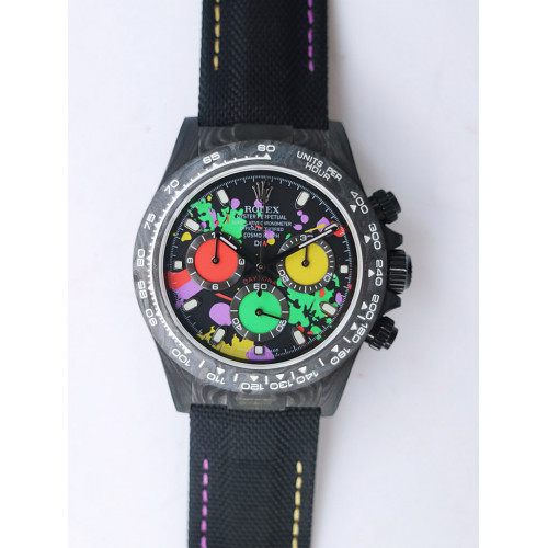 Daytona DIW Carbon Black Colorful Dial Black Nylon Strap a4130