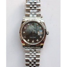 DateJust 36mm Black MOP Dial Diamonds Markers Bracelet BP A2836 