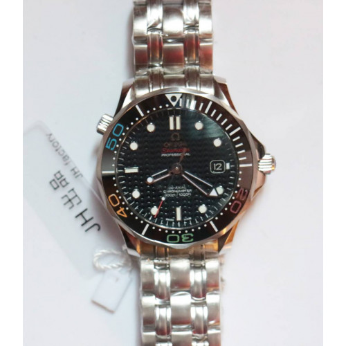 Seamaster 300M 2016 Olympic SS 1:1 Best Edition Black Textured Dial Ceramic Bezel Bracelet A2824 JHF