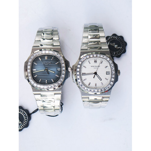 Nautilus 5711 SS 1:1 Best Edition White Dial Diamonds Markers and Bezel SS Bracelet 324CS Free box  PPFV3