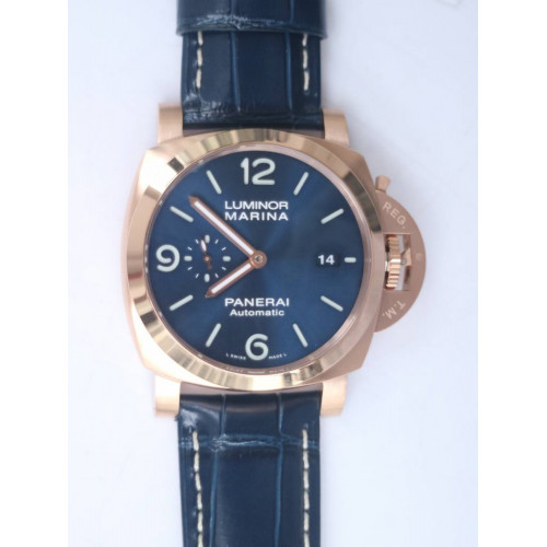 PAM 1112 V GMT RG 1:1 Best Edition Blue Dial Blue Leather Strap P.9011 Super Clone VSF