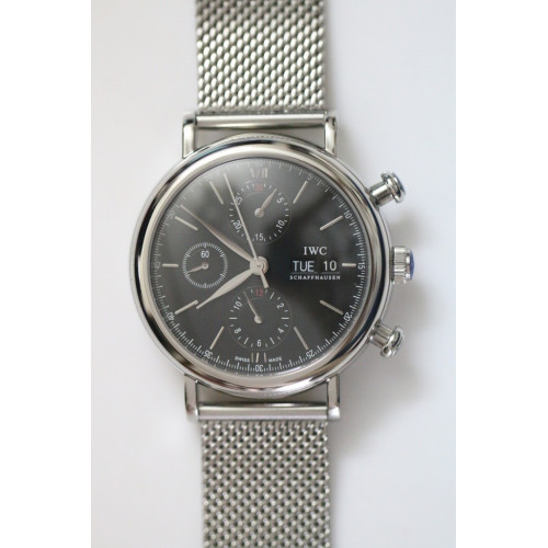 Portofino Chrono Black Dial Mesh Bracelet A7750