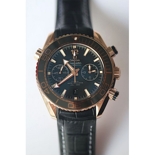 Omega Seamaster Chronometer Ceragold? RG 45mm Black Dial Leather "JHF" 