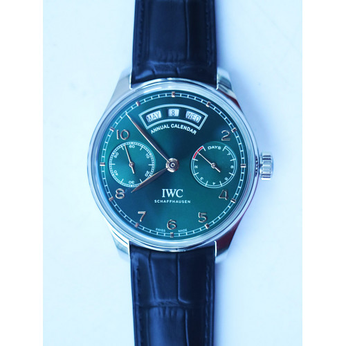 Portuguese Real PR Real Annual Calendar IW503510 1:1 Best Edition Green Dial Black Leather Strap A52850 ZF
