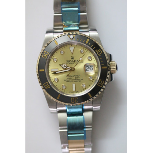 Submariner 116613 LN Diamonds Markers wrapped Gold Dial Two Tone Bracelet Best