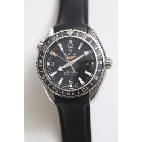 Omega Seamaster Planet Ocean GMT 600M Silver Number Rubber Black A8605