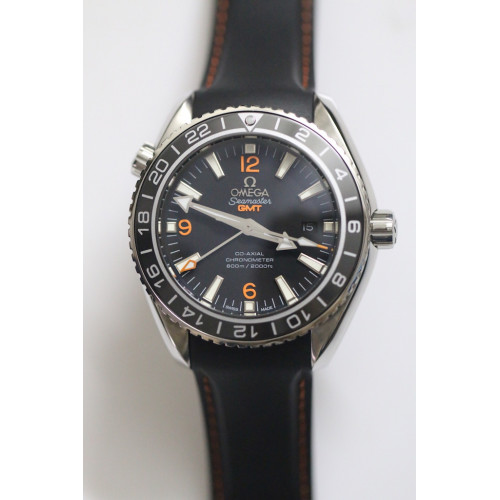 Omega Seamaster Planet Ocean GMT 600M Orange Number Leather Black A8605