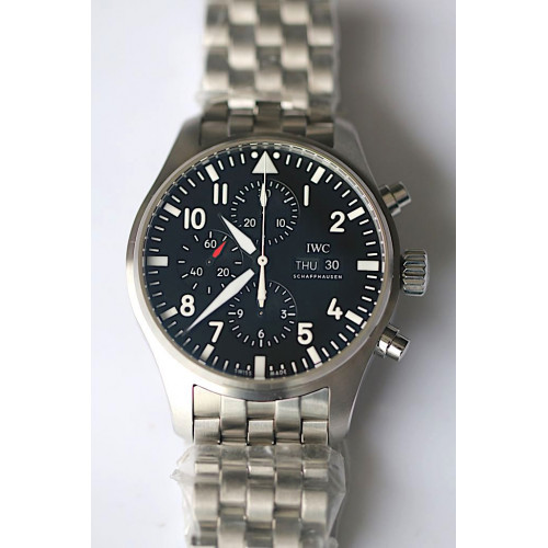 IWC Pilot Chrono 377710 43mm Black Dial Bracelet ZF A7750